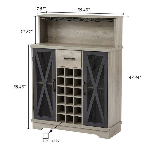 35.41" W Grey Wine with Doors, Drawer, Adjustable Shelves Bed
